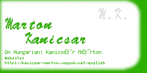 marton kanicsar business card